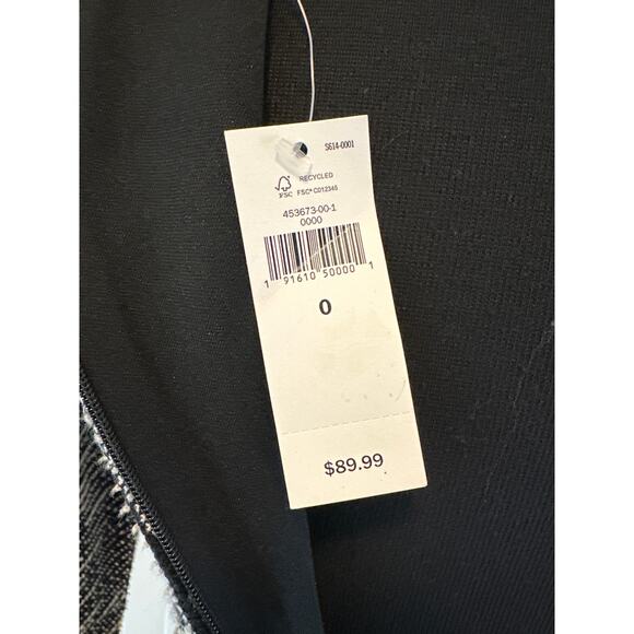 Banana Republic Black White Tweed Striped Sheath Long Sleeve Cocktail Dress Sz 0 - Picture 13 of 15